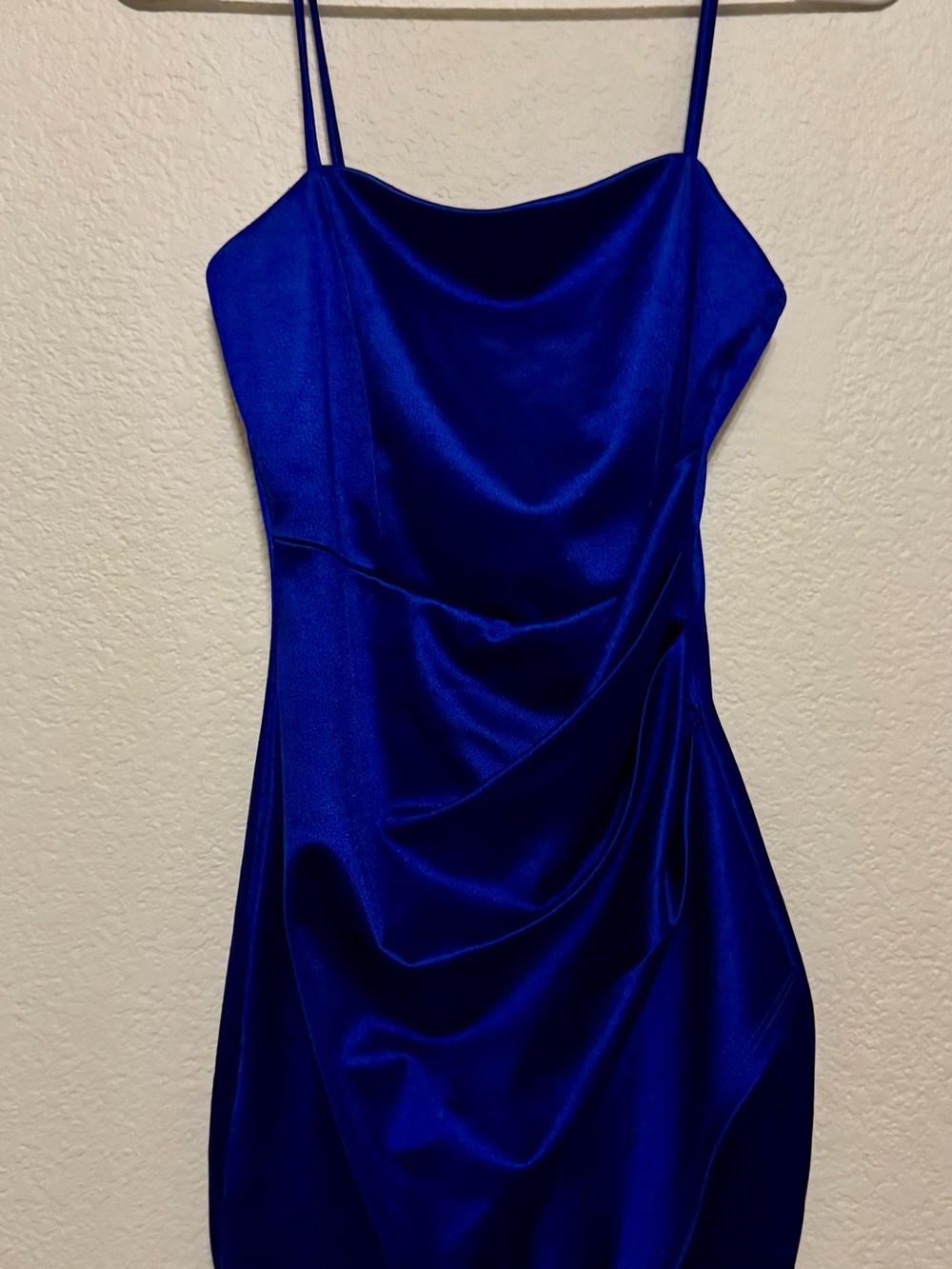 Windsor Cobalt Blue Satin Mini Dress with Drape